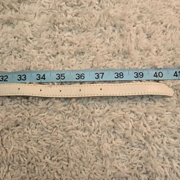 Ann Taylor White Leather and Chain Ribbon Belt M - Picture 7 of 7